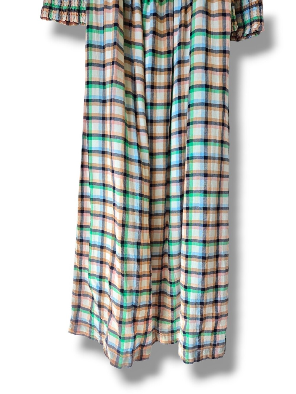 Anthropologie Maeve Cerie Smocked Plaid Square Neck Midi Dress Size Small - Picture 8 of 11